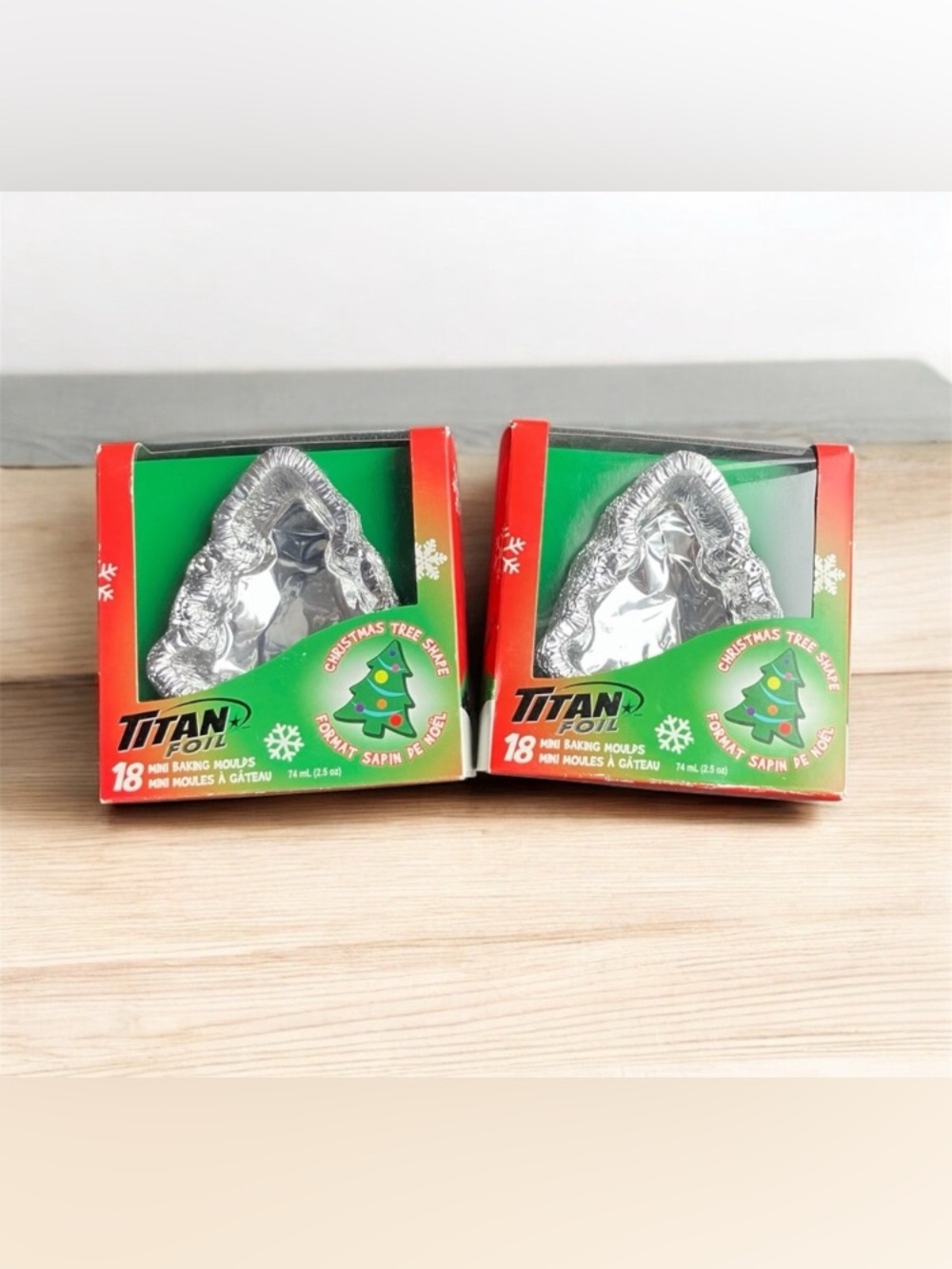 NEW Set 2 Titan Foil 18 Mini Baking Moulds Christmas Tree Shape Festive Holiday